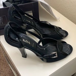 Black Prada Canvas Heels - 37.5